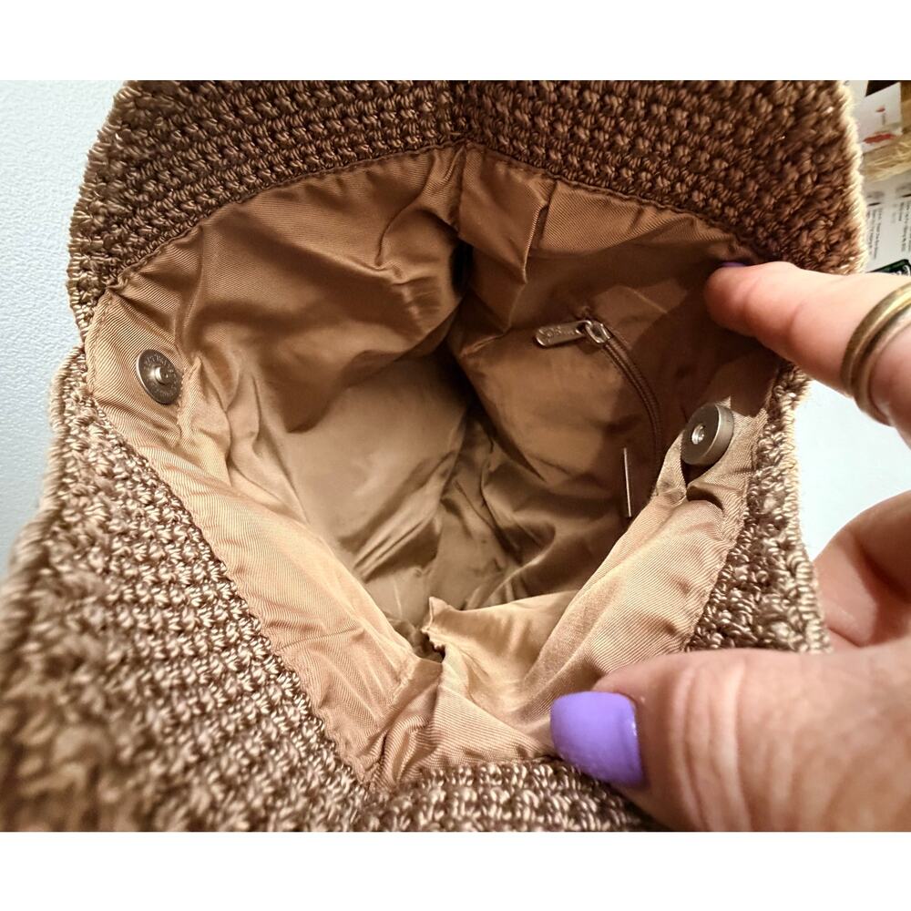 The Sak Crochet Hobo Bag Tan Boho Knit Shoulder Purse - Picture 8 of 9